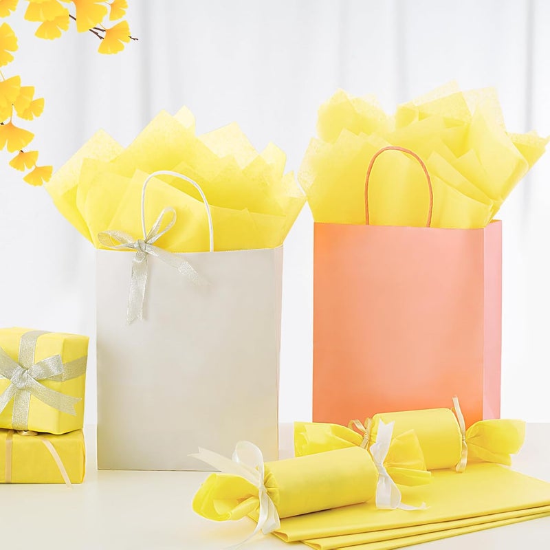 Simetufy Yellow Tissue Paper for Gift Bags, 115 Sheets 14 x 20 Inches Yellow Wrapping Paper, Gift Wrapping Tissue Paper Bulk for Crafts Mother's Day Fall Halloween Wedding Birthday Holiday Party Decor - Image 4